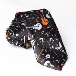 Violin Necktie Electric Guitar in a Beautiful Black Polyester