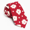 Art Design Red Necktie White Flower Design in a Beautiful Cotton