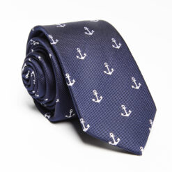 Sea Work Profession Design Sailor Necktie Anchor Design in a Beautiful Black Polyester Ship Yacht Boat Ocean Water