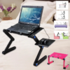 Portable foldable adjustable laptop desk with cooling fan and mouse stand